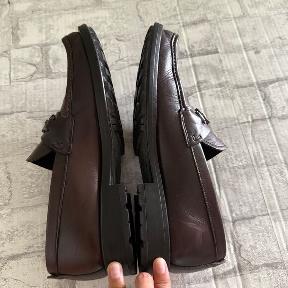 Ferragamo Men David Gancini Brown Leather Lug Sole Loafers Old Money Sz 9.5 main image 8